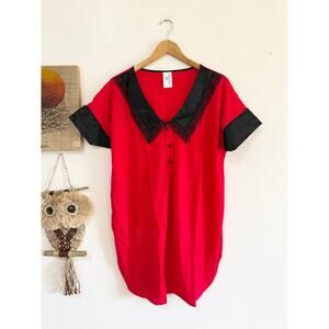 80s NOS Red and Black Sleep Shirt